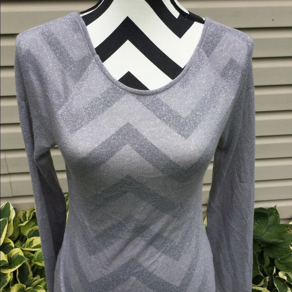New Express Thin Knit Silver Metallic Sweater